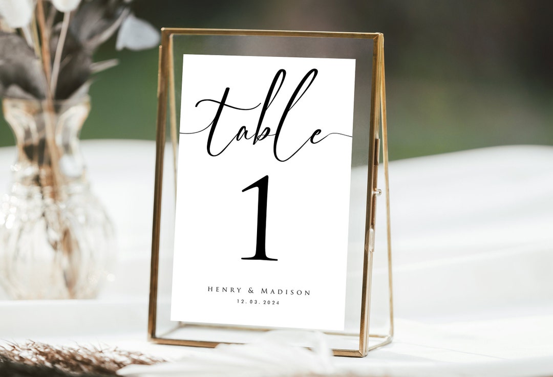 Customizable Table Numbers Minimalist Table Numbers Custom Table Number Cards Wedding Printable ...