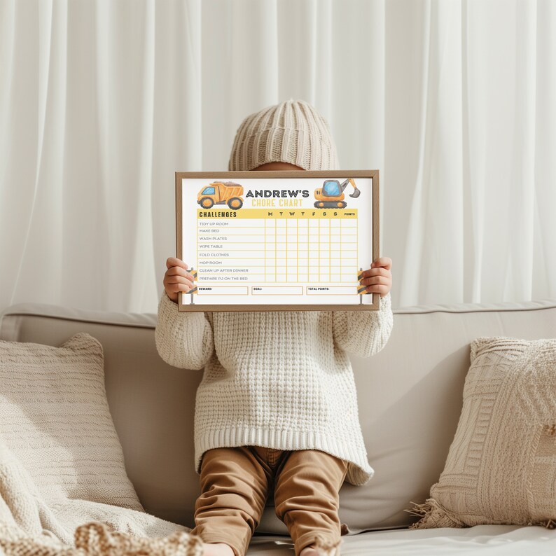 Editable Construction Reward Chart Behavior Chart Construction Truck ...