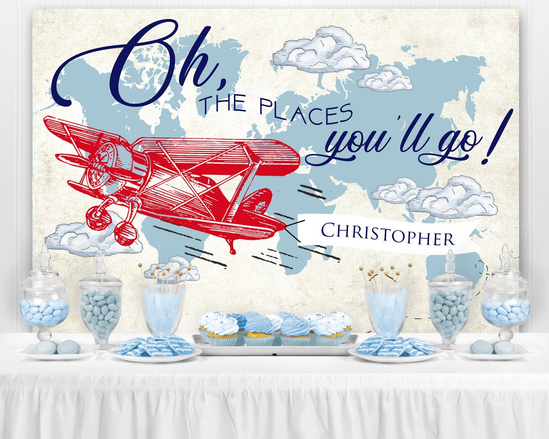 Vintage Airplane Birthday Backdrop, Vintage Airplane Baby Shower