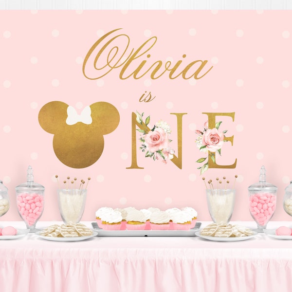 Minnie Mouse Backdrop, Minnie Mouse Birthday Banner, Birthday Backdrop, Birthday Party Background, Party Banner, Bow Boutique Party, PRINTED