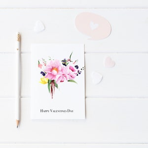 Pack de 8 Floral Bouquet Peony Valentines Day Card ! Tarjetas 100% recicladas