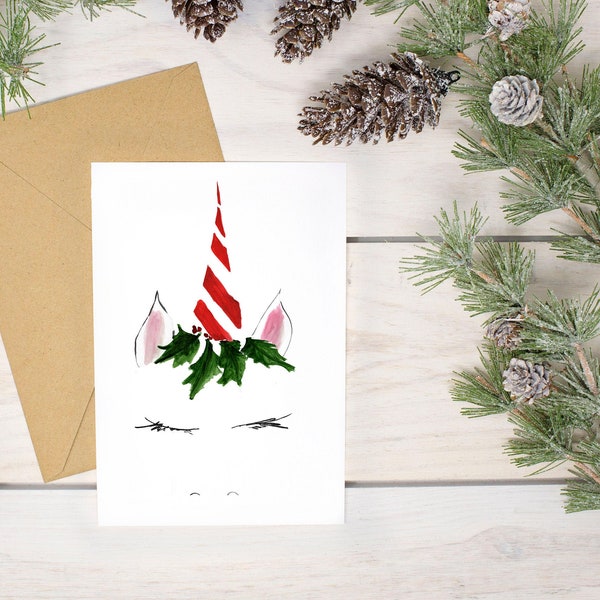 Christmas Unicorn Card - 100% recycled paper and envelopes- Sustainable Christmas