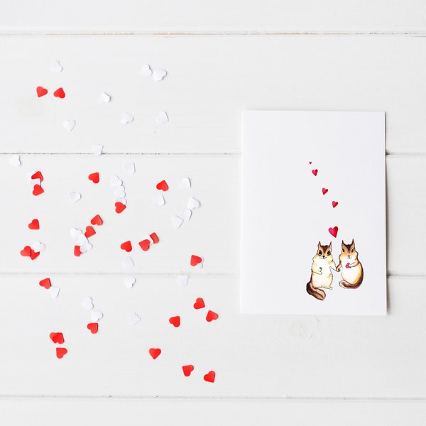 Really cute Chipmunk Valentine Card-100% Recycled Paper