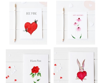Valentinstag Kombipaket aus 4 super süßen Designs - 100% Recyclingpapier