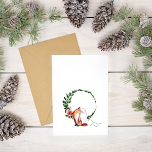 Fuchs liebe im Weihnachtskranz - 100% Recycelte Karte