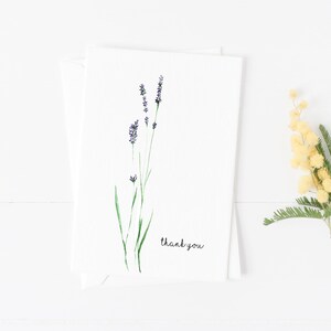Lavender Thank You cards!! Pack of 8, Botanical print cards. Blank inside. Sustainable 100% recycled Gift
