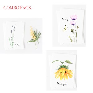 Thank You Note combo Pack van 6! 100% gerecyclede kaarten - 3 bloemontwerpen