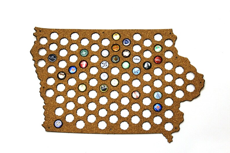 Beer Cap Map IOWA State USA Beer Cap Holder Beer Cap Etsy