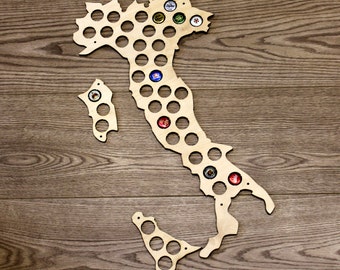 ITALIEN Bierdeckel Karte, Bierflasche Deckelhalter, Display, Geschenk für Freund, Geschenk für Ihn, Trauzeugen Geschenk, Vatertagsgeschenk