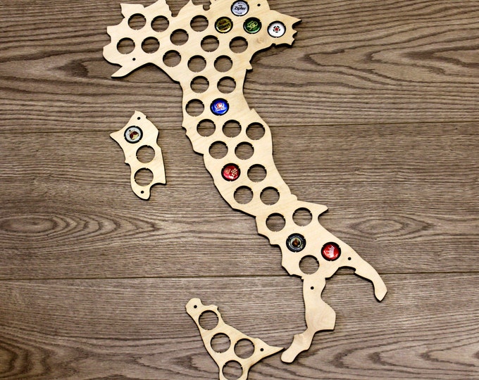 ITALY Beer Cap Map, Beer Bottle Cap Holder, Display, Boyfriend Gift, Gift for Him, Groomsmen gift, Father's Day Gift