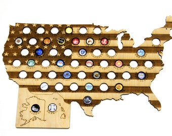50 US Bundesstaaten Bierverschluss Landkarte USA LASERGRAVURiert, Bierflaschenverschluss Halter, Freund Geschenk für ihn, Geschenk für Papa, Trauzeugen Geschenk, Weihnachtsgeschenk
