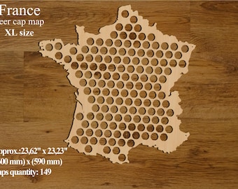 Bierdeckel Karte Frankreich, Bierflasche Deckelhalter, Display, Freund Geschenk, Geschenk für Ihn, Trauzeugen Geschenk, Vatertagsgeschenk, Weihnachtsgeschenk