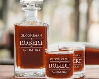 Groomsmen Gift, Whiskey Decanter With Glasses, Personalized Whiskey Decanter Set, Whiskey Glass, Groom Gift, Best Man Gift
