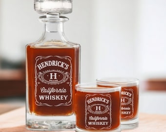 Personalized Whiskey Decanter Set with Glasses, Whiskey Decanter Set, Whiskey Glasses, Husband Boyfriend Gift, Whiskey Gift, Custom Decanter