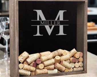 Personalized Wine Cork Holder, Wine Cork Keeper, Wine Lover Gifts, Wine Cork Shadow Box, Last Name Gift, Gift for Mom or Wife