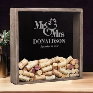Wedding Shadow Box, Wine Cork Holder, Personalized Shadow Box for Wine Corks, Gifts for the Couple, Drop Box, Wedding Gift Ideas