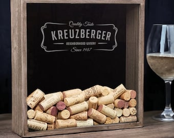 Wine Lover Gift with Last Name, Personalized Wine Cork Holder, Great for Storing your Wine Corks, Shadow Box for Wine Corks, Wedding Gift
