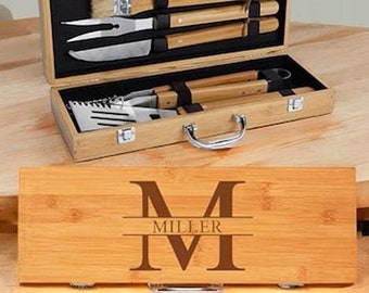 Personalized BBQ Set, Father's Day Gift for Dad, Grill Set for Husband, Grilling Tools