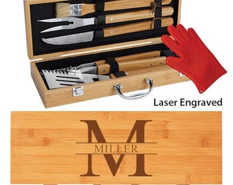 Personalized BBQ Set, Custom Grill Set, Birthday Gift for Dad, Groomsmen BBQ Gift, Father's Day Gift