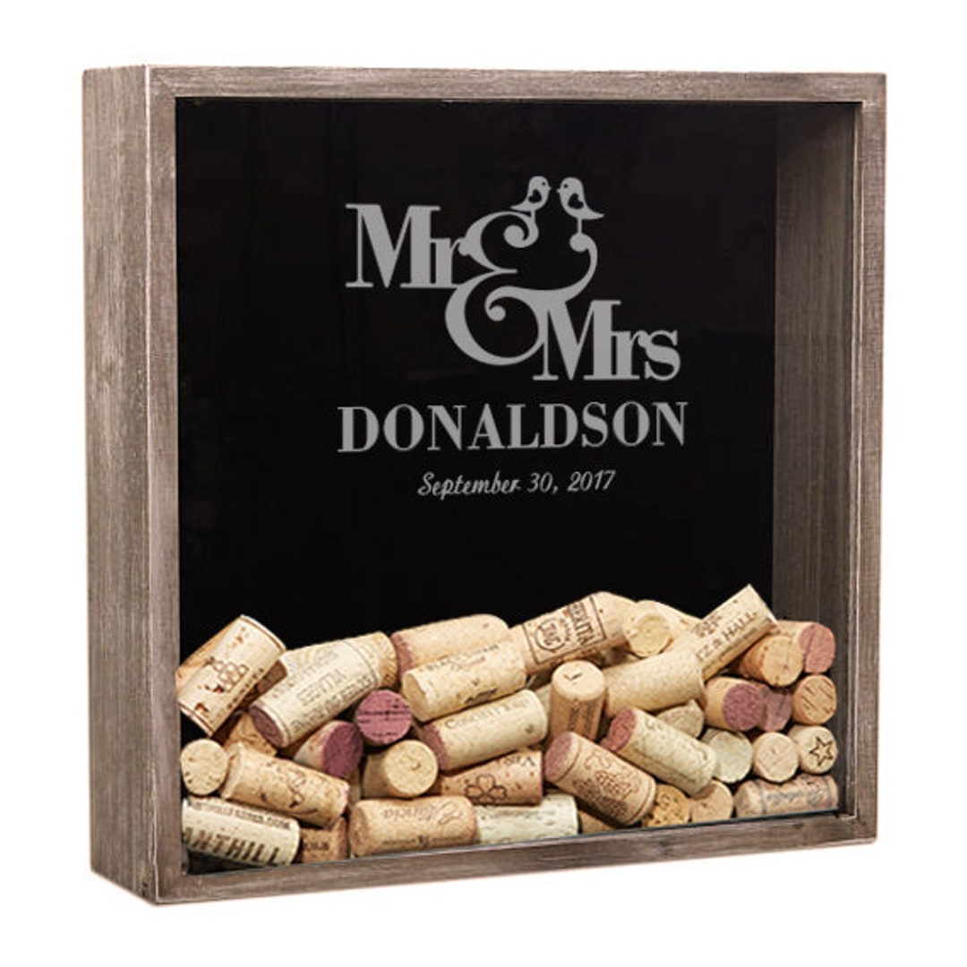 Wedding Shadow Box Guest Book Wine Cork Holder Personalized Etsy