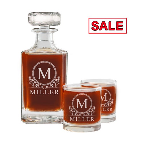 Whiskey Decanter Set Personalized Whiskey Glasses Christmas Etsy