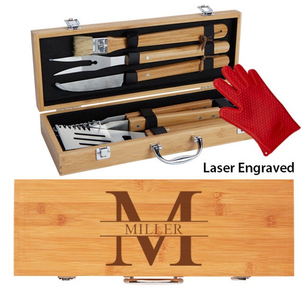 Personalized BBQ Set, Grill Set, Birthday Gift for Dad, Grilling Set, Gift for Him, Father's Day Gift, Custom BBQ Set