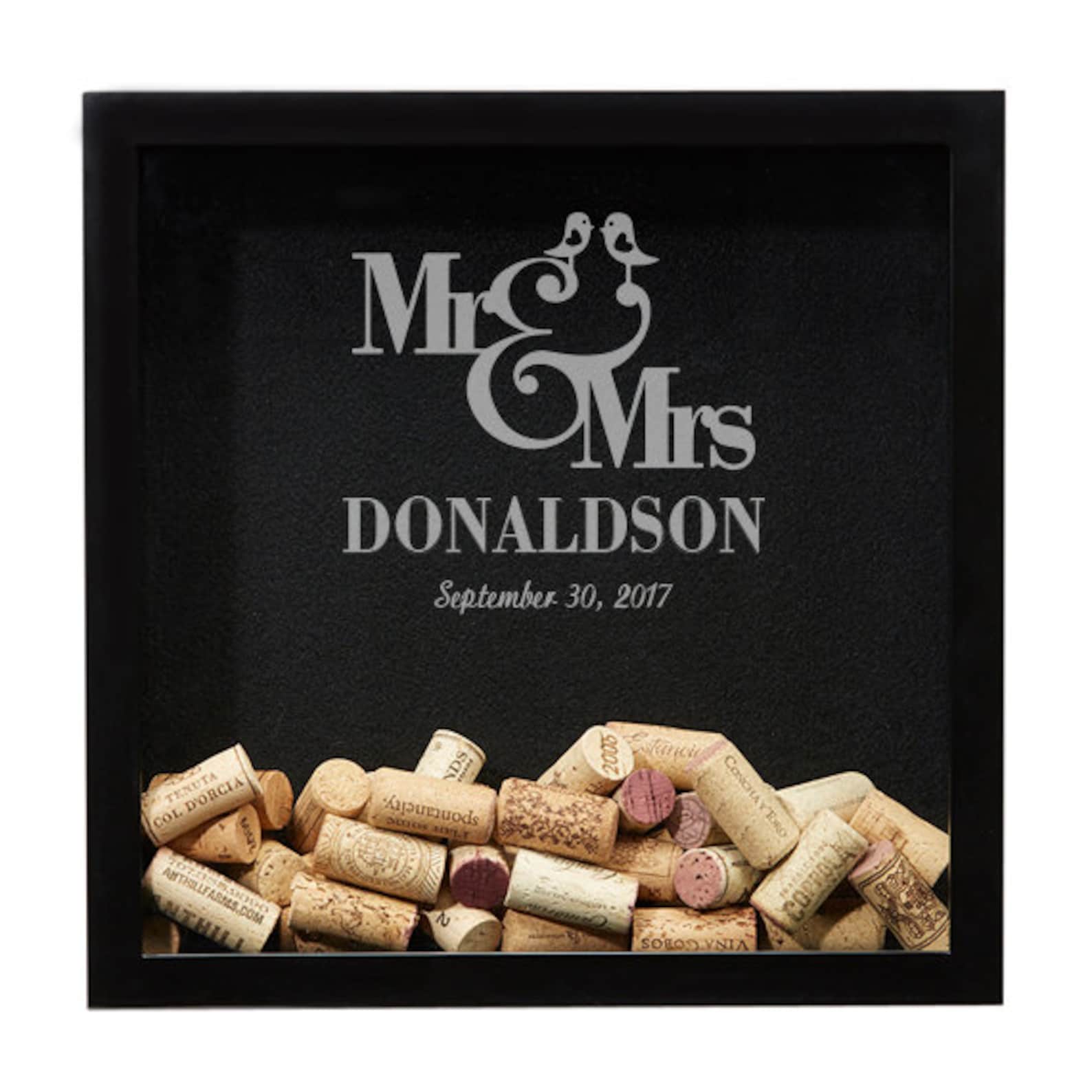 Wedding Shadow Box Guest Book Wine Cork Holder Personalized Etsy