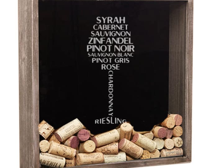 Personalized Wine Cork Display, Wine Cork Holder, Shadow Box, Wine Cork Storage, Gift for Wife, Gift for Mom, Wine Gift
