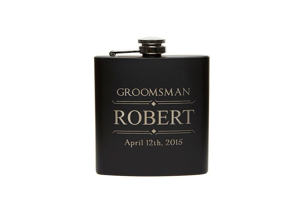Rtteri Personalized Groomsmen Flasks Set Of 12 - 8 Oz Stainless Steel With Leather Wrap, Gray Tuxedo Design - View #8