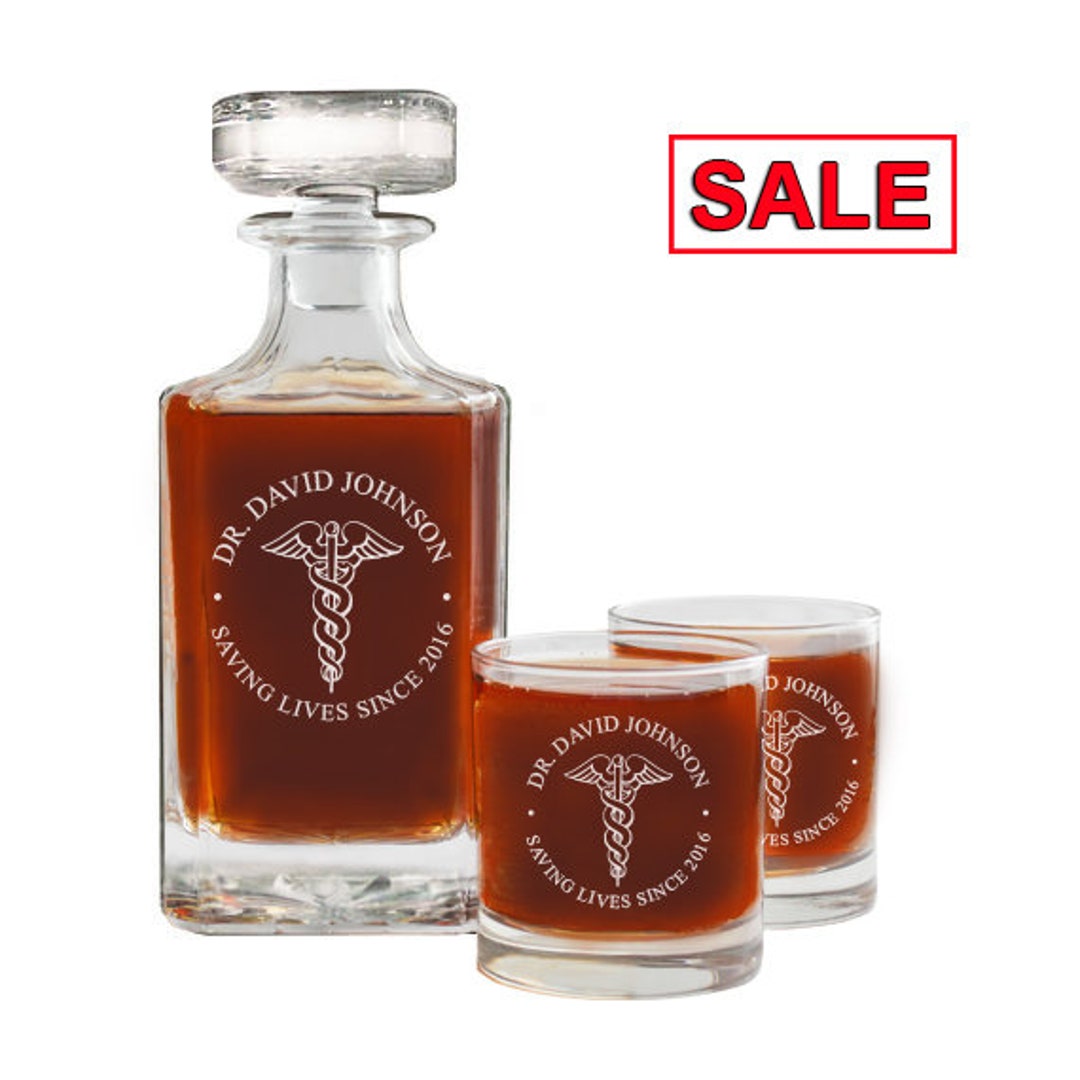 Doctor Whiskey Decanter, Whiskey Glasses, Personalized Whiskey Decanter ...
