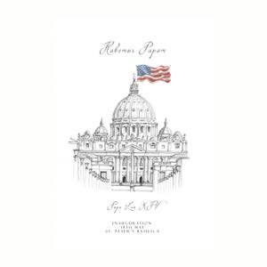 NOVO Papa! Leão XIV - Cartão de felicitações - Arte Mural Católica - Basílica de São Pedro - Inauguração - Primeiro Papa Americano