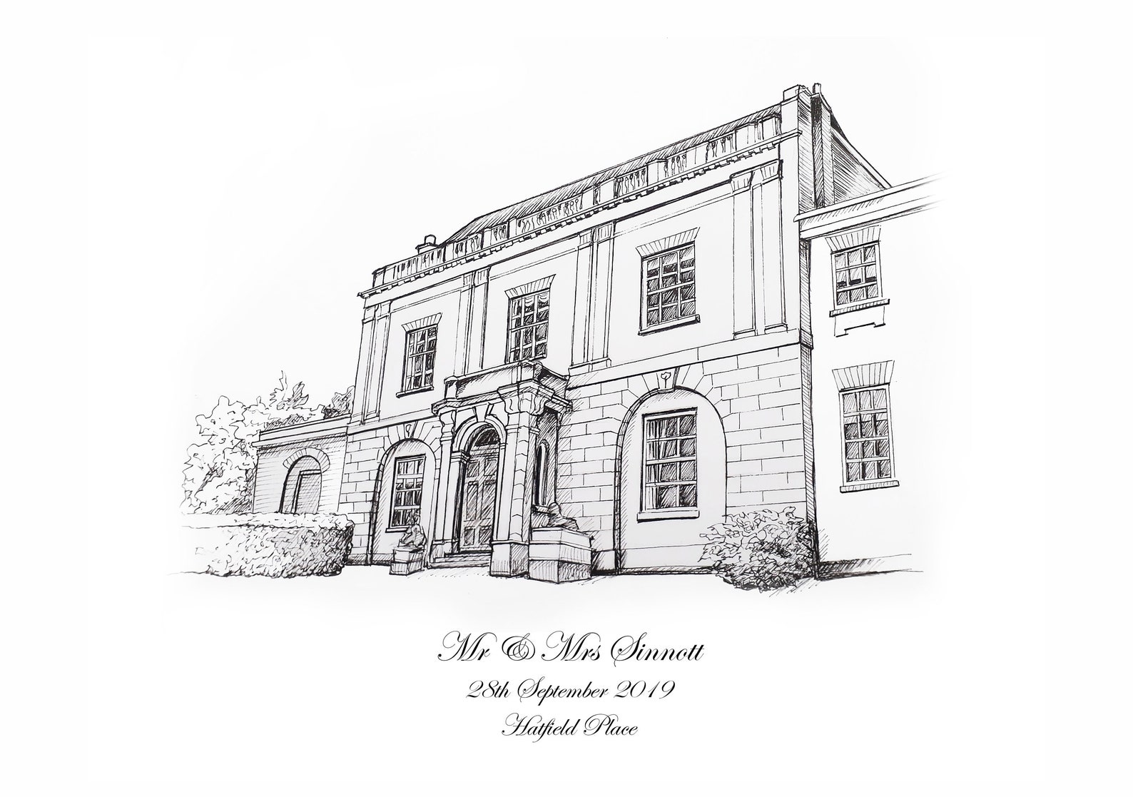 Personalised Wedding Venue Illustration Hand Drawn Wedding Etsy UK