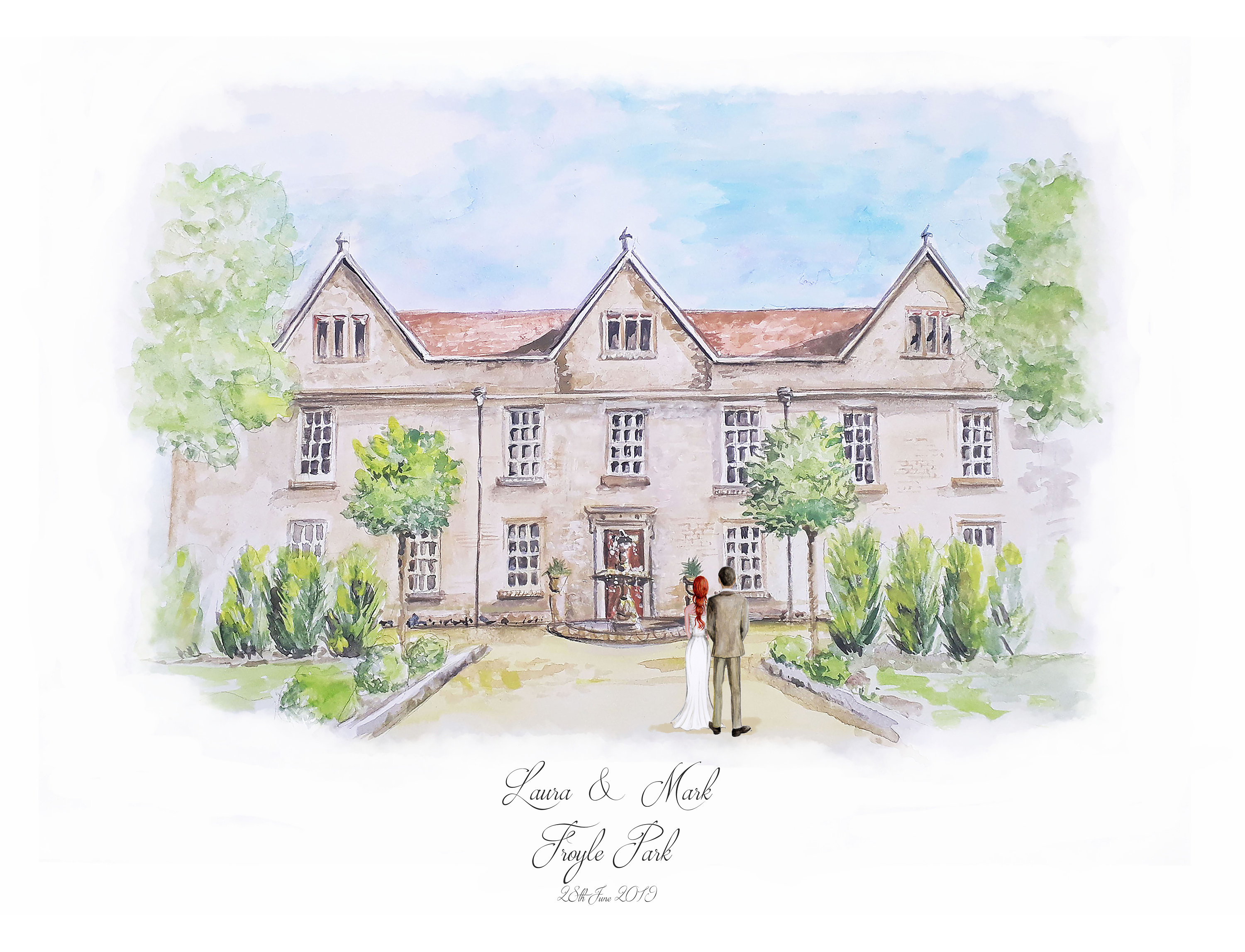 Wedding Venue Illustration With Couple /custom Painted Venue/ - Etsy UK
