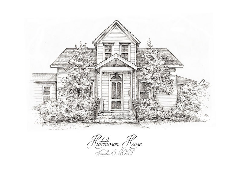 Custom House Portrait: Pen and Ink Architectural Drawing - Etsy
