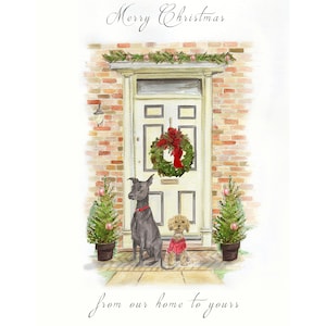 Personalised drawing of your home/ building portrait on Christmas cards, festive holiday card, hand drawn house on christmas cards