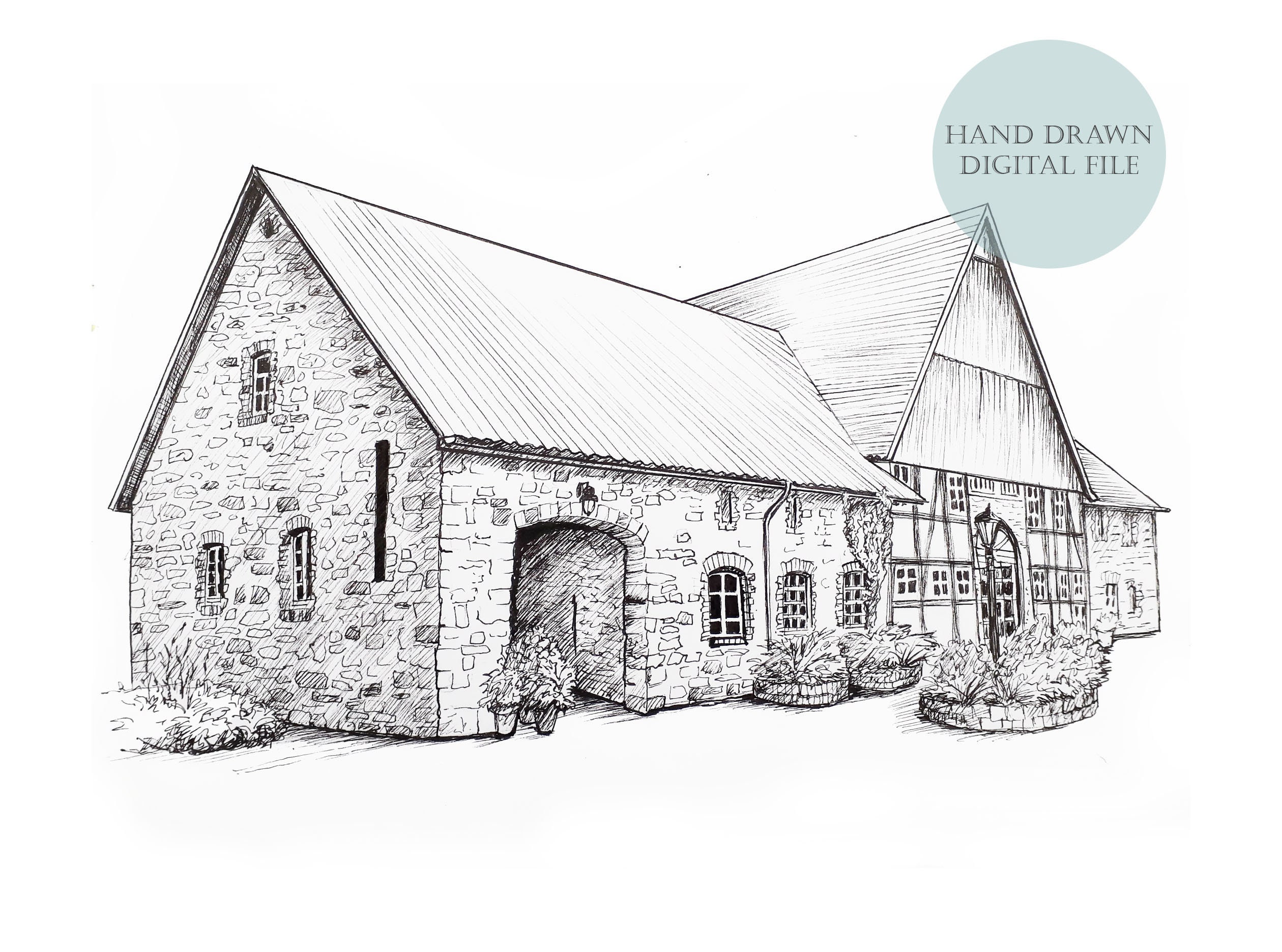 Personalised Wedding Venue Illustration Hand Drawn Wedding Etsy UK