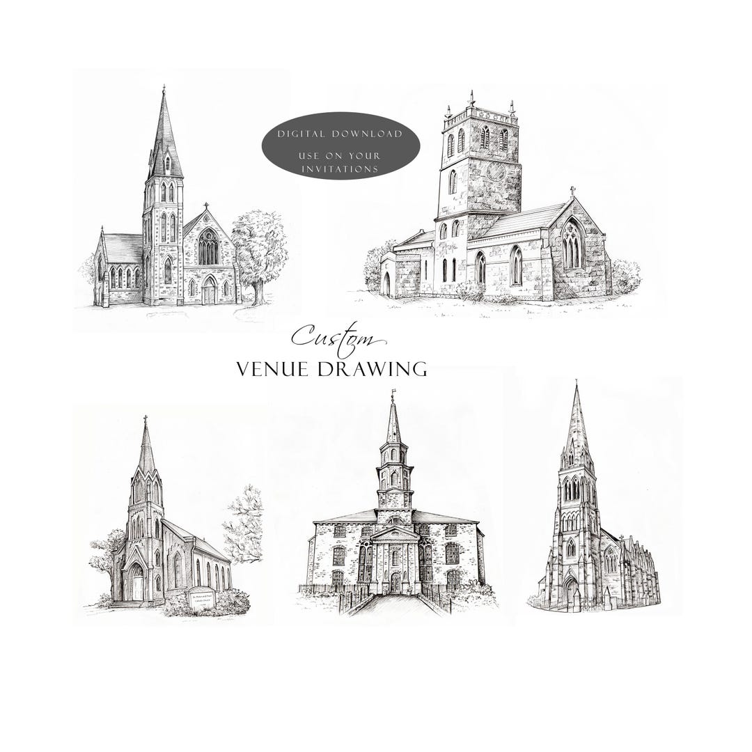 Custom Venue Sketch- Wedding Venue Hand Drawn Illustration - Wedding ...