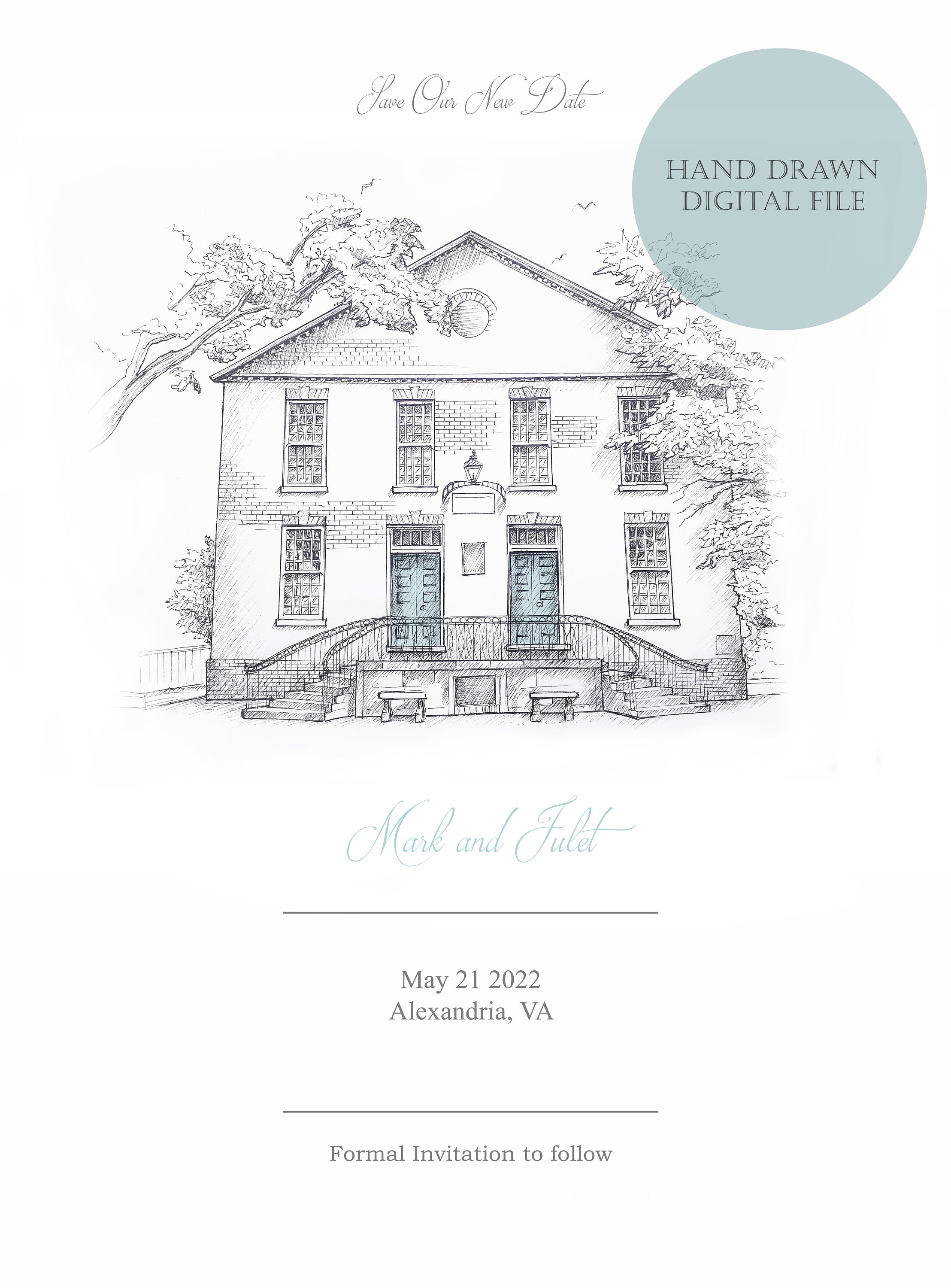 Personalised Wedding Venue Illustration Hand Drawn Wedding Etsy UK