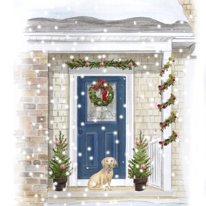 Dessin personnalisé de votre maison/portrait de bâtiment sur des cartes de Noël, carte de vœux festive, maison dessinée à la main sur des cartes de Noël