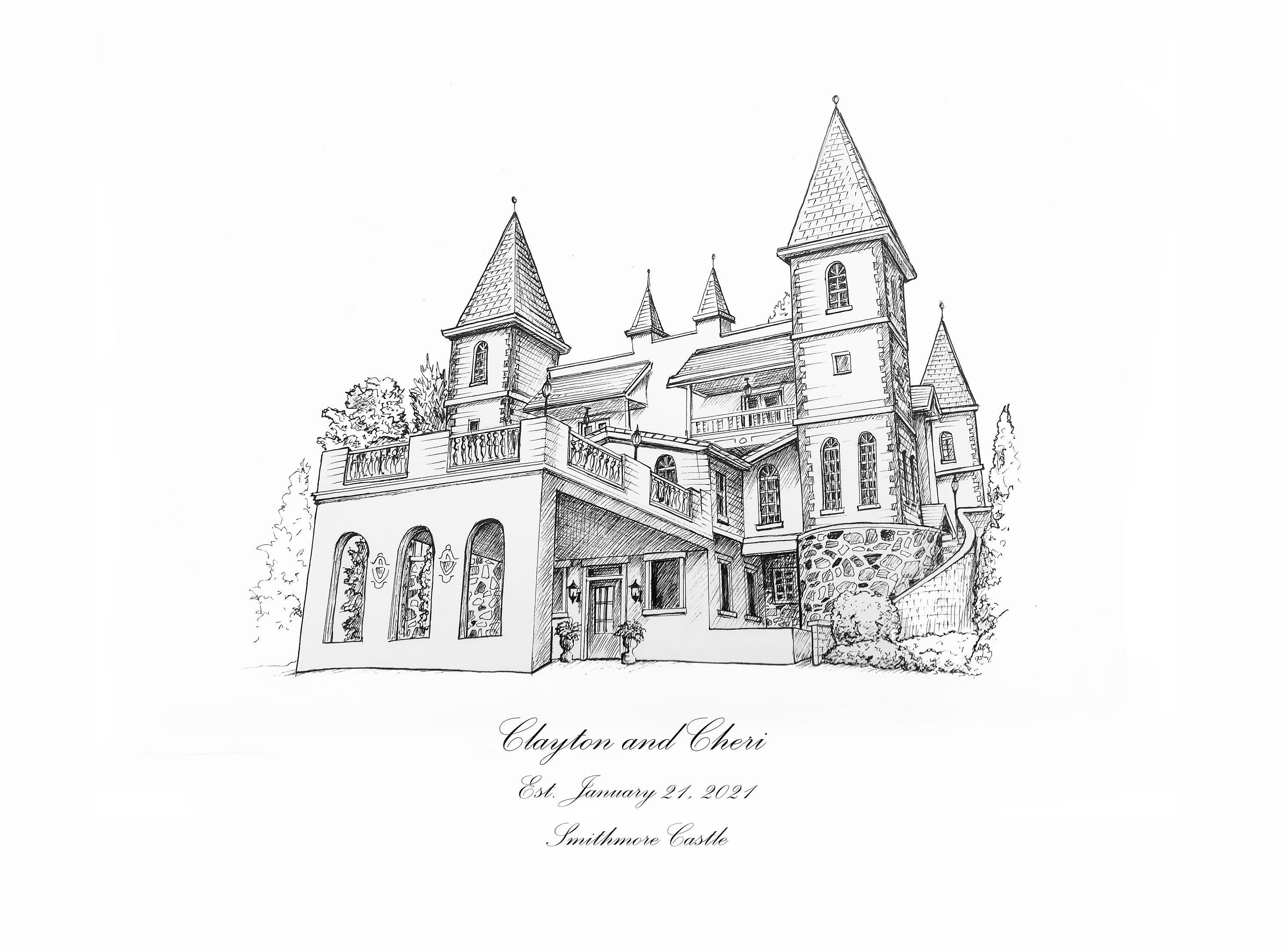 Custom House Portrait: Pen and Ink Architectural Drawing - Etsy