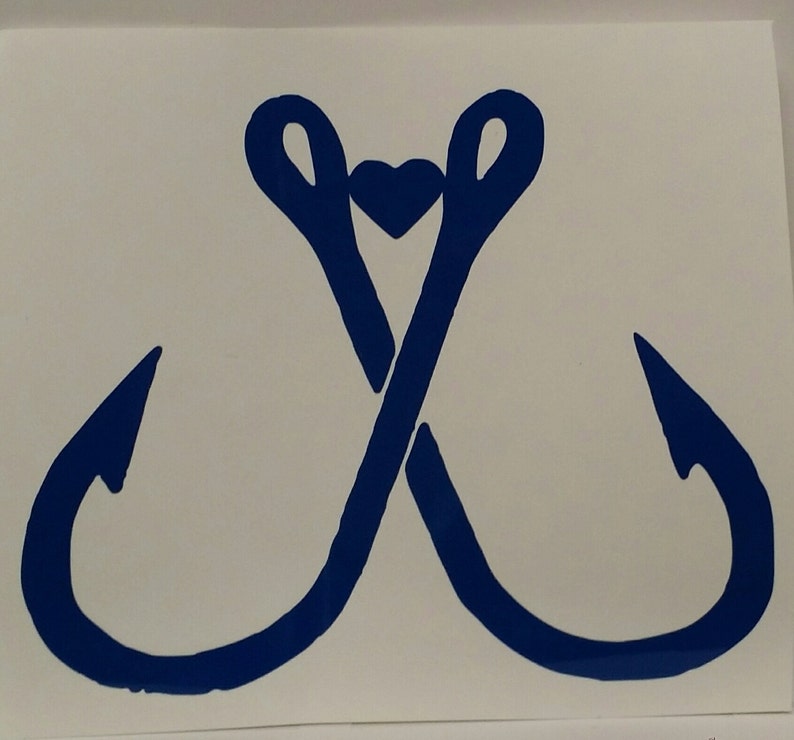 Fish Hooks and Heart Decal Vinyl Decal Yeti Decal Car Etsy