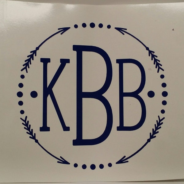 Monogram Decal with Arrows/Monogram Decal/Initial Decal/Yeti Decal/Laptop Decal