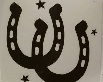 Double Horseshoe & Stars Vinyl Decal Sticker