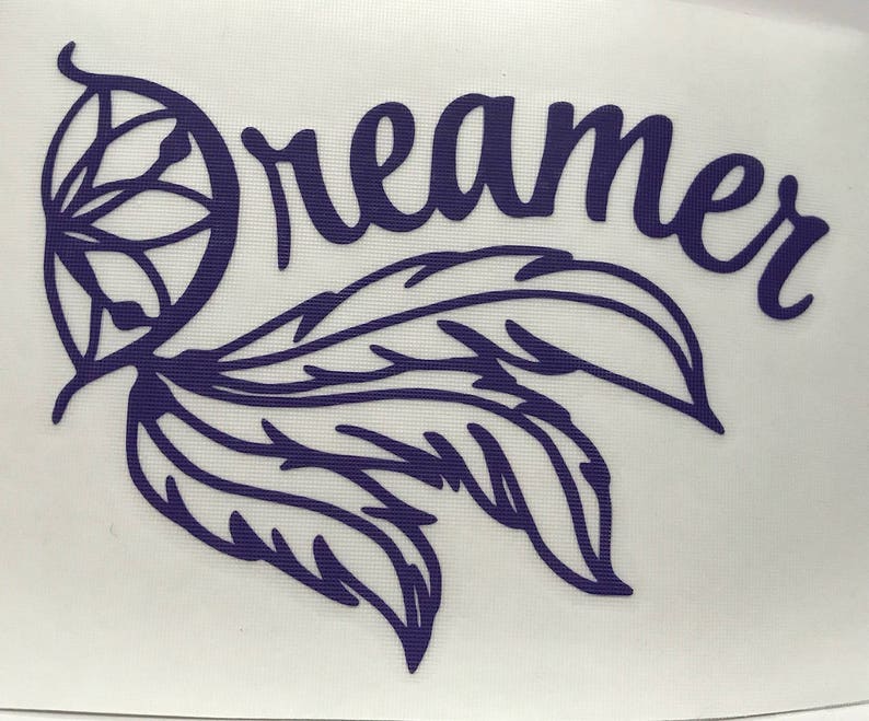 Dreamer Vinyl Decal Sticker/Dreamer/Feathers/Vinyl/Decal/Sticker/Yeti Decal/Car Decal image 1