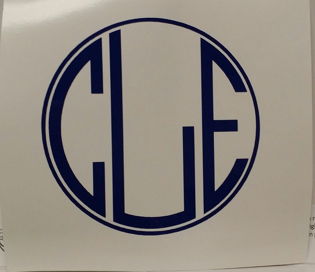 Circle Monogram Decal, Personalized Initial Vinyl Decal - Etsy