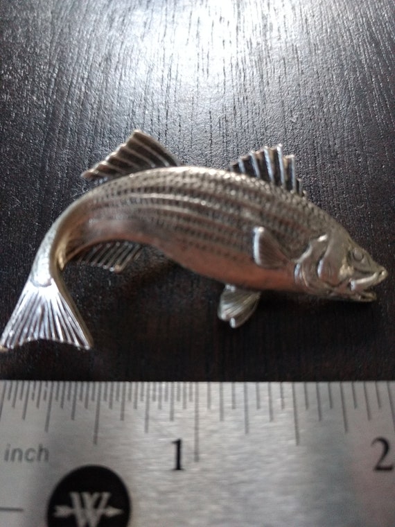 Vintage silver tone fish tie clip - image 1