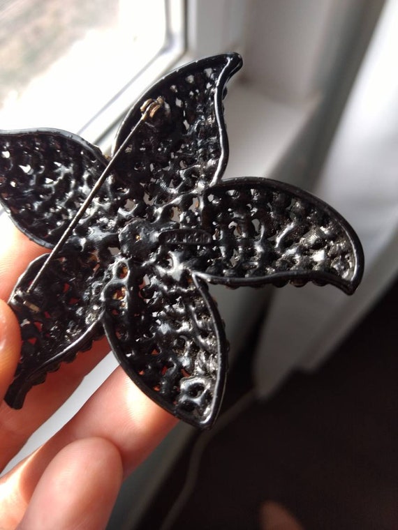 Stunning signed R Mandle Black Rhinestone starfis… - image 3