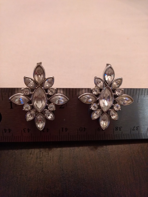 Vintage Money Marquis Faux Diamond clip Earrings