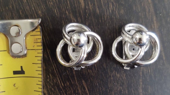 Coro Silver Tone knot clip earrings - image 1