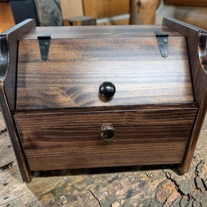 Handcrafted All-Wood Mahogany Stained Bread Box – Natural Kitchen Storage